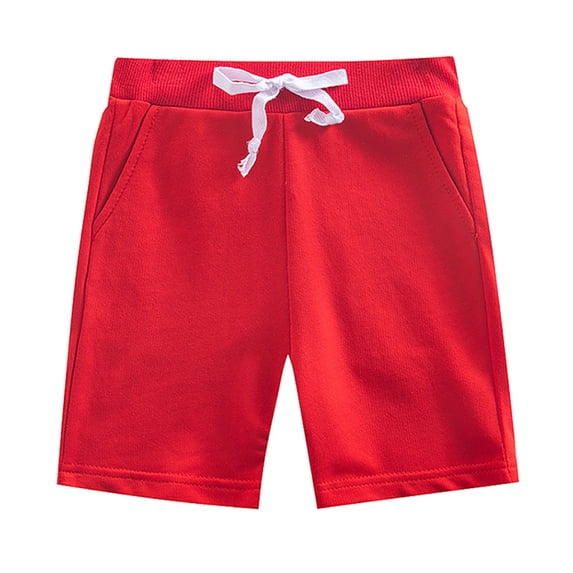FLMEI Toddler Baby Boys Girls Shorts Solid Color Shorts Trousers for Kids Elastic Waist Jogger Short Summer Unisex Five Pants with Pockets 1-9 Years Old