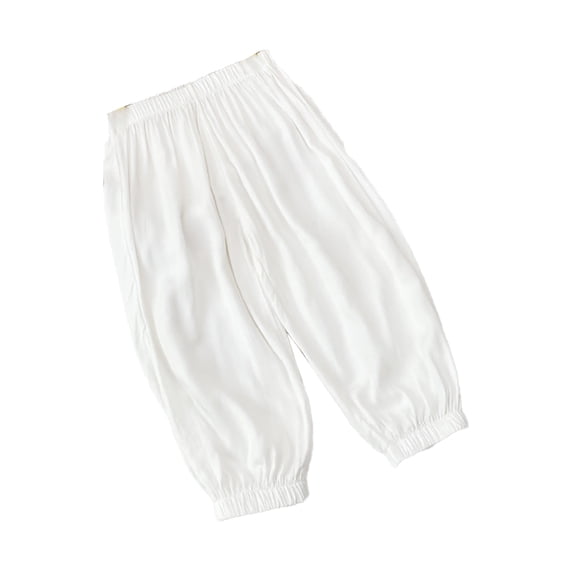 FLMEI Toddler Kids Baby Boys Girls Cotton Linen Long Pants Anti-Mosquito Trousers Elastic Waist Bloomers Teen Casual Joggers Pants 1-14 Years