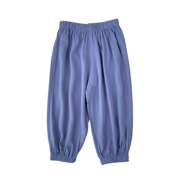FLMEI Toddler Kids Baby Boys Girls Cotton Linen Long Pants Anti-Mosquito Trousers Elastic Waist Bloomers Teen Casual Joggers Pants 1-14 Years