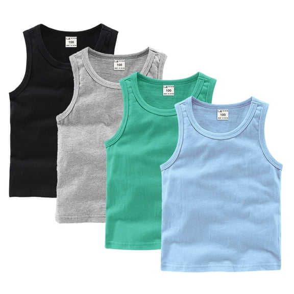 FLMEI Toddler Kids Baby Boys Girls Solid Color Sleeveless Vest Casual Cotton Bottoming Shirt Summer Breathable Sleeveless T-Shirt Tops 9 Months-10 Years