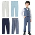 thumbnail image 1 of FLMEI Toddler Kids Boys Dress Pants Flat-Front Slim Fit Dress Suits Slacks Uniform Trousers Teen with Pockets Straight Suit Pants Student Performances for 1-14 Years, 1 of 9