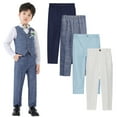 thumbnail image 1 of FLMEI Toddler Kids Boys Dress Pants Flat-Front Slim Fit Dress Suits Slacks Uniform Trousers Teen with Pockets Straight Suit Pants Student Performances for 1-14 Years, 1 of 9