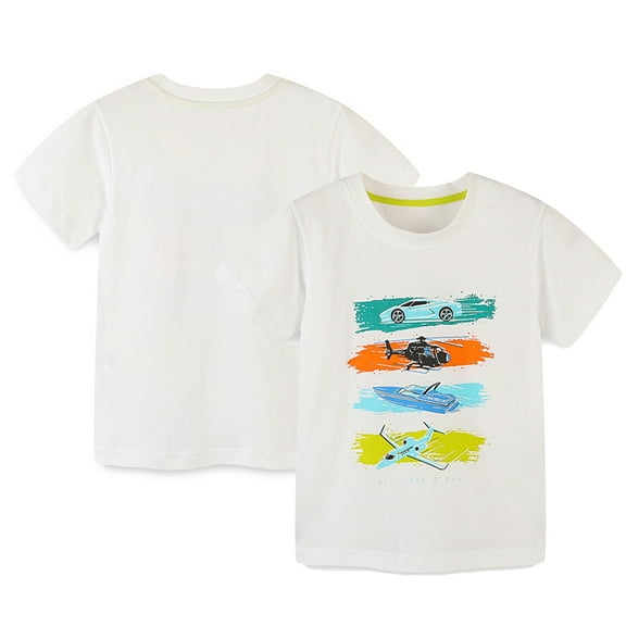 FLMEI Toddler Kids Boys Soft T-Shirt Short Sleeve Tees 1-10Years Baby Summer Soft Cotton TShirts Cartoon Casual T-Shirt,Size 2-7T