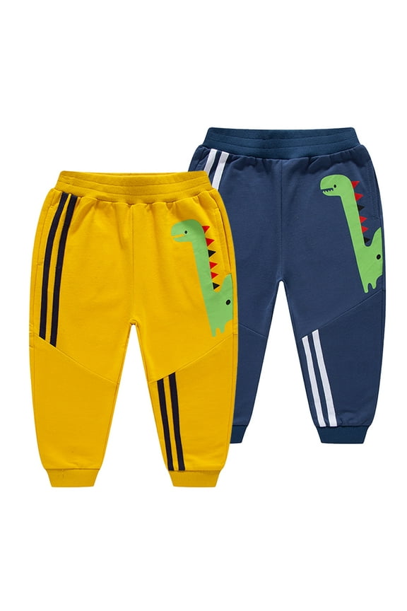 Toddler Kids Boys Sweat Pants Casual Joggers Trousers Baby Cotton Active Pants Sweatpants Cartoon Dinosaur Soft Lounging Bottoms for 1-8Y