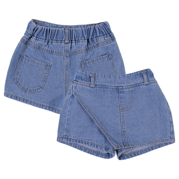 FLMEI Toddler Kids Denim Skirt Shorts for Girls Solid Colours Baby Jeans Shorts 3-12 Years Summer Slim Skirt Denim for Girls