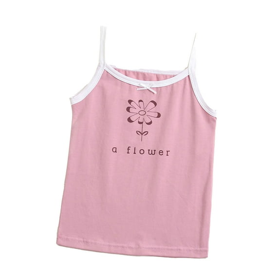FLMEI Toddler Kids Girls Printed Camisole, 100% Cotton Four Seasons Cami Soft Cute Undershirts for Baby 3-8 Years