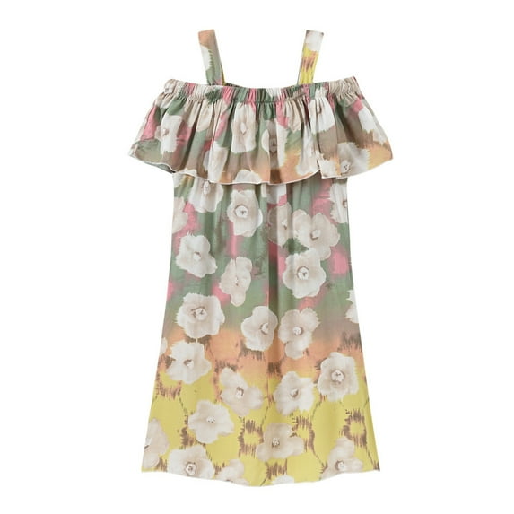 FLMEI Toddler Kids Girls Summer Strapless Dress Baby Halter Sleeveless Dresses Casual Floral Camisole Sundress 2-10Y