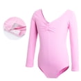 thumbnail image 1 of FLMEI Toddler Kids Gymnastics Leotards for Girls Long-Sleeved Practice Clothing Girls Summer Biketards Open Crotch Cotton Dance Outfit for 5-16 Years, 1 of 7