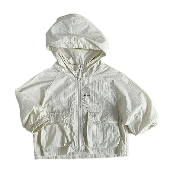FLMEI Toddler Kids Hooded Sun Protection Jacket for Boys Girls Light Sun Shirt Baby Solid Colour Sunsuits Summer UPF 50+ Rashguard Unisex Air-Conditioning Cardigan for 1 -6 Years