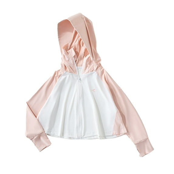 FLMEI Toddler Kids Ice Silk Sun Protection Jacket for Boys Girls UV Protection Sun Shirt Quick Dry Sunsuits Summer Unisex Hooded Rashguard for Baby 2-12 Years