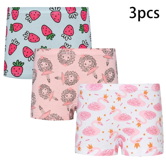 FLMEI Toddler Kids Soft Underwear Cotton Panties Little Girls Comfort Baby Briefs Undies 1-9 Years Girls Cute Boxer Shorts