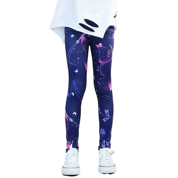 FLMEI Toddlers Kids Girls Stretch Leggings, High Waist Yoga Pants Girls Quick Dry Trousers Spring Autumn Thin Nine Pants for 6-12 Years Old