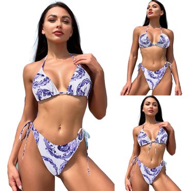 FLMEI Two Piece Swimsuit Set for Women's Two Piece Bikini Set Bottom Sports Bikini Swimsuits S-XL