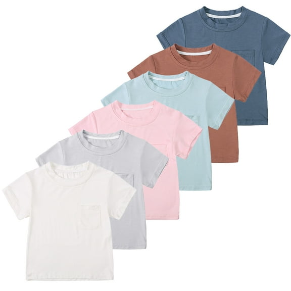 FLMEI Unisex Infant Baby Crewneck T-Shirt Short Sleeve Solid Color Tees Shirts for Boys Girls 3 Months-3 Years Summer T-Shirt Tops