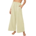thumbnail image 1 of FLMEI Wide Leg Pants for Women's Lounge Pants Elastic High Waist Light Weight Loose Casual Wide Leg Trousers Long Pants with Pocket S-XXXL, 1 of 9