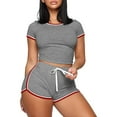 thumbnail image 1 of FLMEI Women 2 Piece Tracksuit Outfits Casual Set Short Sleeve Tops and Shorts Women Jogger Sport Sets S-XXL, 1 of 9