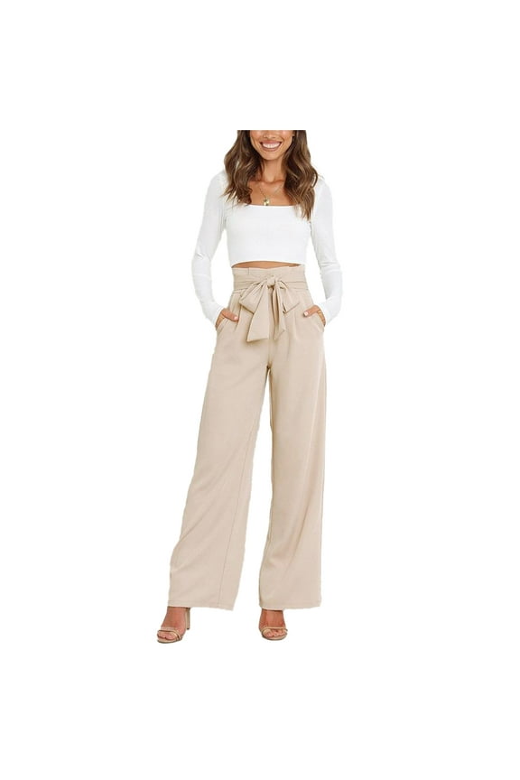 Women Leg Pants Dress Pants Bow High Waist Pants Tall, Petite, Regular for Office Business Casual S-XXL