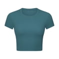 thumbnail image 1 of FLMEI Women Short Sleeve Shirts Workout Tops for Women Crewneck Stretch Fitted Yoga Sports Tee Shirts, 1 of 9