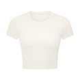 thumbnail image 1 of FLMEI Women Short Sleeve Shirts Workout Tops for Women Crewneck Stretch Fitted Yoga Sports Tee Shirts, 1 of 9