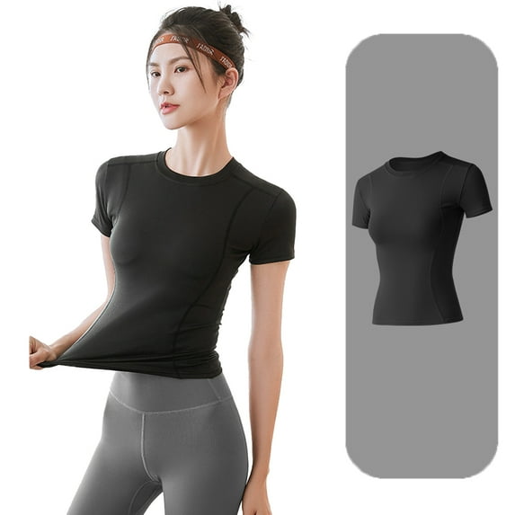FLMEI Women Sports T-Shirt Workout Yoga Shirts Athletic Tees Quick-Dry Yoga Gym Tops for Womens S-XXXL
