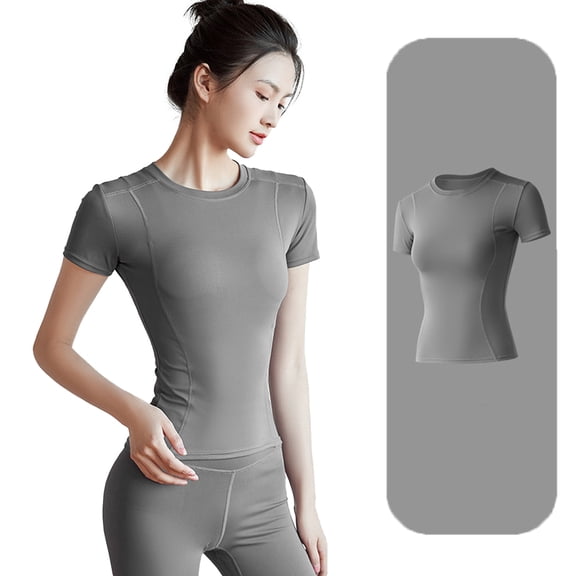 FLMEI Women Sports T-Shirt Workout Yoga Shirts Athletic Tees Quick-Dry Yoga Gym Tops for Womens S-XXXL