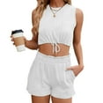 thumbnail image 1 of FLMEI Women's 2Pcs Summer Outfits for Women Adjustable Drawstrings Tank Short Set with Pockets, 1 of 10