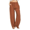 thumbnail image 1 of FLMEI Women's Cotton Linen Pants Drawstring High Waisted Casual Pants Summer Loose Fit Wide Leg Trousers for Womens S-XXXL, 1 of 9