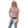 thumbnail image 1 of FLMEI Women's Cotton T Shirt Tops Short Sleeve Tees Shirts Casual Loose Spring Summer Female T-Shirts V Neck Tops S-XXL, 1 of 9