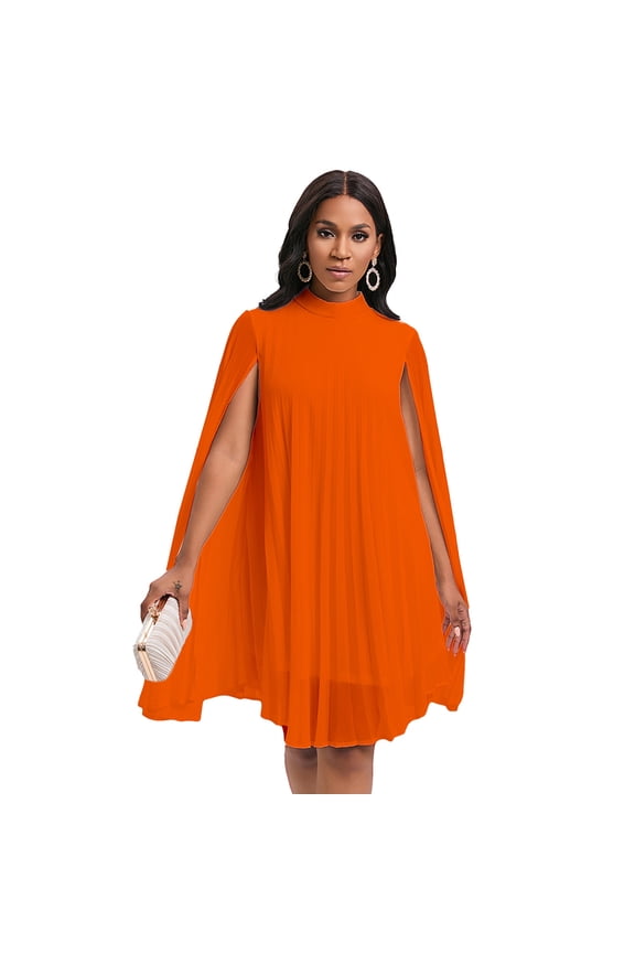 Women's Crewneck Dress Cape Sleeve Poncho Dresses Summer Loose Knee Length Sundress for Womens S-XXXL