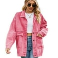 thumbnail image 1 of FLMEI Women's Denim Jacket Spring Fall Cardigan Jean Jacket Coat Long Sleeves Casual Cowboy Outwear for Womens S-XXL, 1 of 9