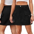 thumbnail image 1 of FLMEI Women's Denim Shorts Skirt Female High Waisted Button Cargo Denim Skirt with Pocket S-XXL, 1 of 8