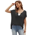 thumbnail image 1 of FLMEI Women's Short Sleeve Pullover Shirt Solid Colour Summer Knit Tops Loose Large Size Casual T-Shirt for Womens S-XL, 1 of 9