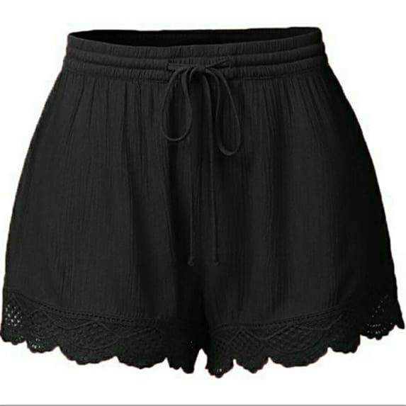 FLMEI Women's Shorts Casual Summer Elastic Waist Comfortable Stylish Adjustable waist Short S-5XL