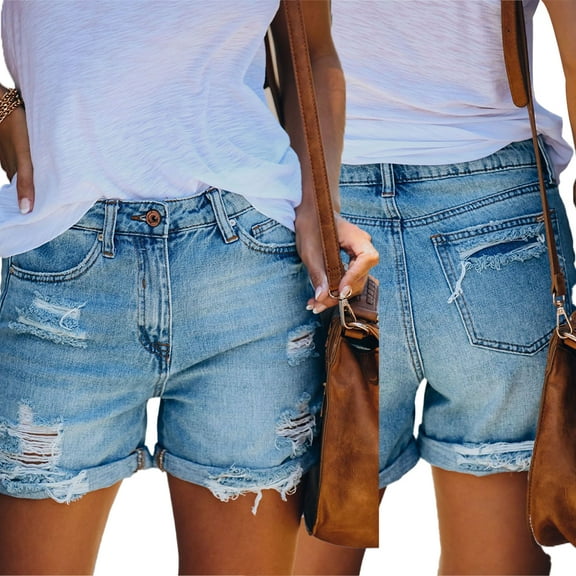 FLMEI Women's Shorts Denim Jeans Shorts High Waisted Summer Elastic Jean Shorts Denim Shorts for Women S-XXL