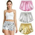 thumbnail image 1 of FLMEI Women's Shorts Pants Metallic Elastic Waist Metallic Shorts Stylish Comfortable Soft Summer Short, 1 of 9