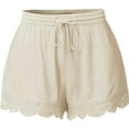 thumbnail image 1 of FLMEI Women's Summer Shorts Solid Colour Lace Casual Short Pants Elastic Waist Drawstring Short for Women S-5XL, 1 of 9