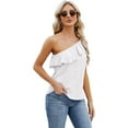 thumbnail image 1 of FLMEI Women‘s Summer Slant Shoulder Tops Loose Fit Shirts Womens Summer Cotton Tank Tees for Female S-XXL, 1 of 9