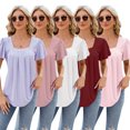 thumbnail image 1 of FLMEI Women's T-Shirts Short Sleeve Cotton Square Neck Summer Casual Tees Tops Pullover Short Sleeved S-XXL, 1 of 7