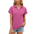thumbnail image 1 of FLMEI Women's Tshirts Summer Tees Cotton Tops Casual Collared Short Sleeve T Casual Tops Loose Blouses for Women,S-XXL, 1 of 8