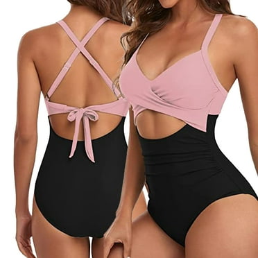 FLMEI Womens Bathing Suits One Piece Swimsuits Athletic Training Swimwear Backless Bikini Outfits for Summer