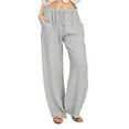 thumbnail image 1 of FLMEI Womens Casual Linen Pants Womens Linen Pants Petite Length//Linen Drawstring Pants WomensLoose Pants for Women Summer S-XXXL, 1 of 9