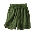 thumbnail image 1 of FLMEI Womens Cotton Linen Shorts Drawstring Elastic Waist Hollow Lace Shorts Women's Summer Comfy Wide Leg Shorts Pants M-3XL, 1 of 9
