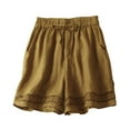 thumbnail image 1 of FLMEI Womens Cotton Linen Shorts Drawstring Elastic Waist Hollow Lace Shorts Women's Summer Comfy Wide Leg Shorts Pants M-3XL, 1 of 9