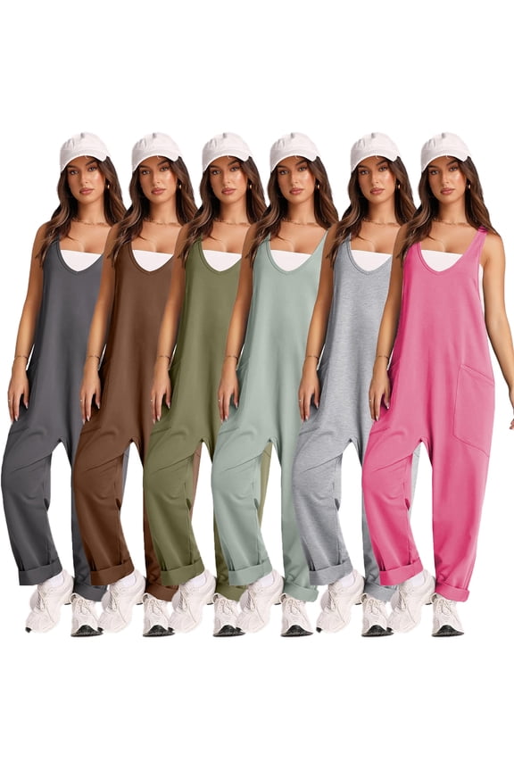 Womens Jumpsuits Casual Summer Onesie Rompers Sleeveless Loose Baggy Overalls Jumpers Adjustable Shoulder Strap Summer Clothes S-XXL