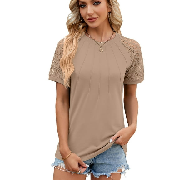 FLMEI Womens Loose T Shirts Short Sleeve Summer Tops Casual Cotton Tee Shirts Solid Color Pullover Tee for Women's S-XXL