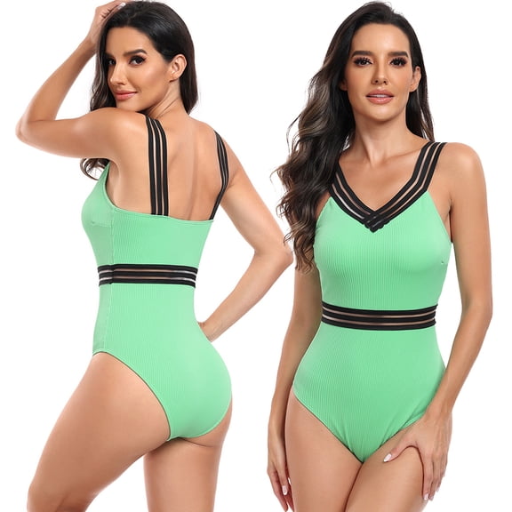 FLMEI Womens One-Piece Swimsuits Swimwear Sports Bikini Swimsuit Beachwear Bathing Suits S-XL