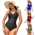 thumbnail image 1 of FLMEI Womens One Piece Swimsuits Womens Mesh Bikini High Waisted Bathing Suit Solid Colour Swimwear for Womens S-XXL, 1 of 9