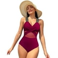 thumbnail image 1 of FLMEI Womens One Piece Swimsuits Womens Mesh Bikini High Waisted Bathing Suit Solid Colour Swimwear for Womens S-XXL, 1 of 9