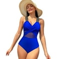 thumbnail image 1 of FLMEI Womens One Piece Swimsuits Womens Mesh Bikini High Waisted Bathing Suit Solid Colour Swimwear for Womens S-XXL, 1 of 9