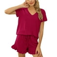 thumbnail image 1 of FLMEI Womens Pajama Sets Comfy Short Sleeve Sleepwear Tops and Shorts Jammies 2 Piece Spring Summer Pjs Loungewear Outfit S-XXL, 1 of 9
